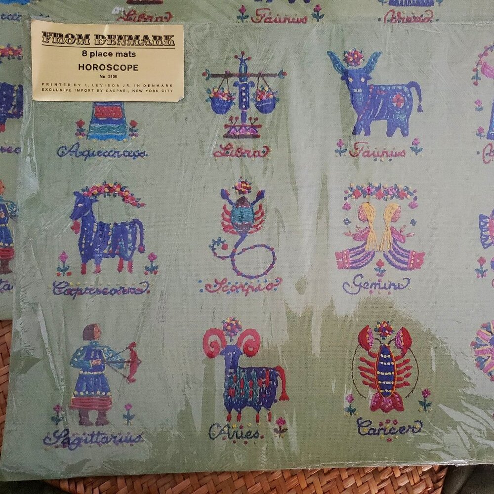 Vintage Horoscope Paper Placements - Set of 16